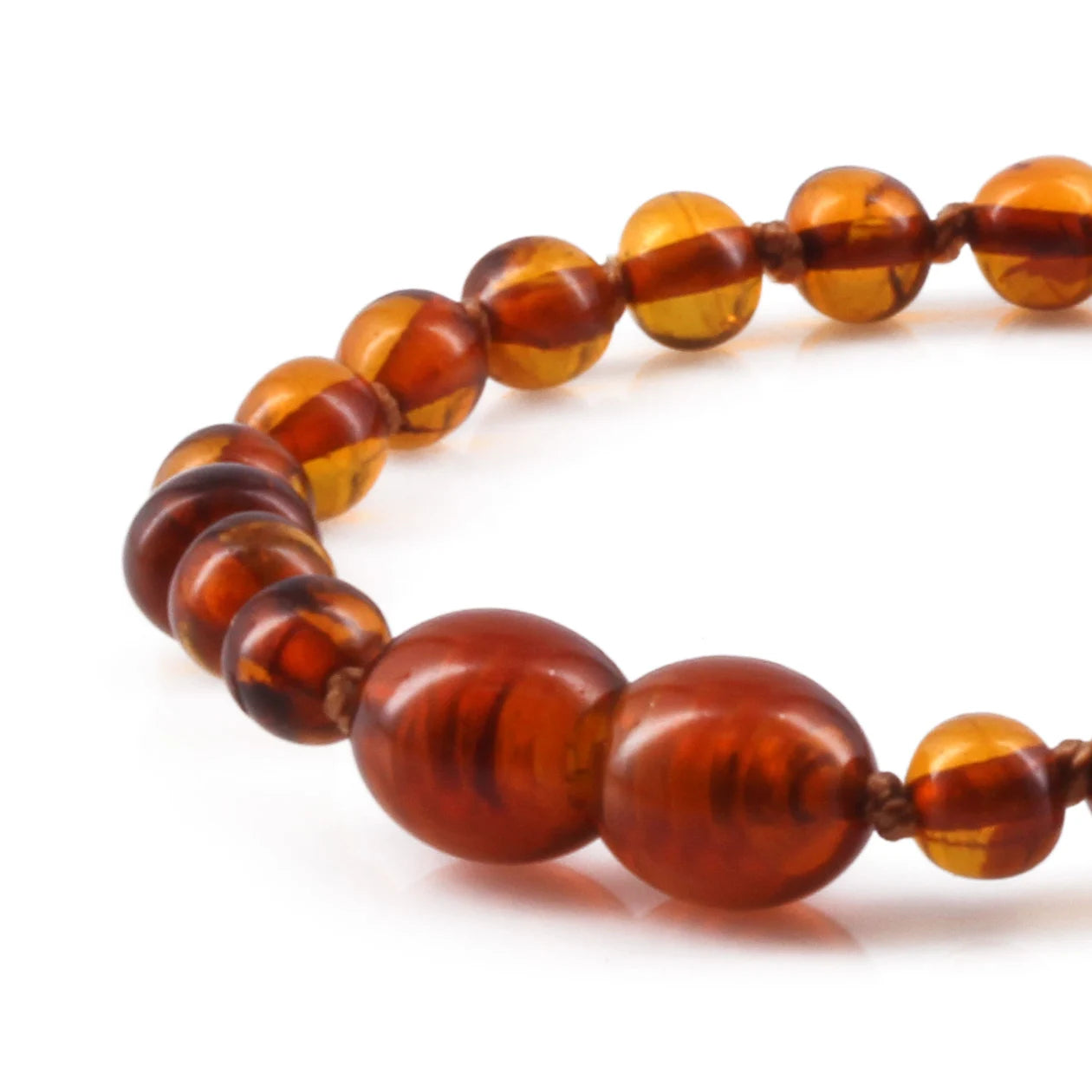 Baltic Amber Teething Bracelet. Baroque Cognac 5mm - BA72