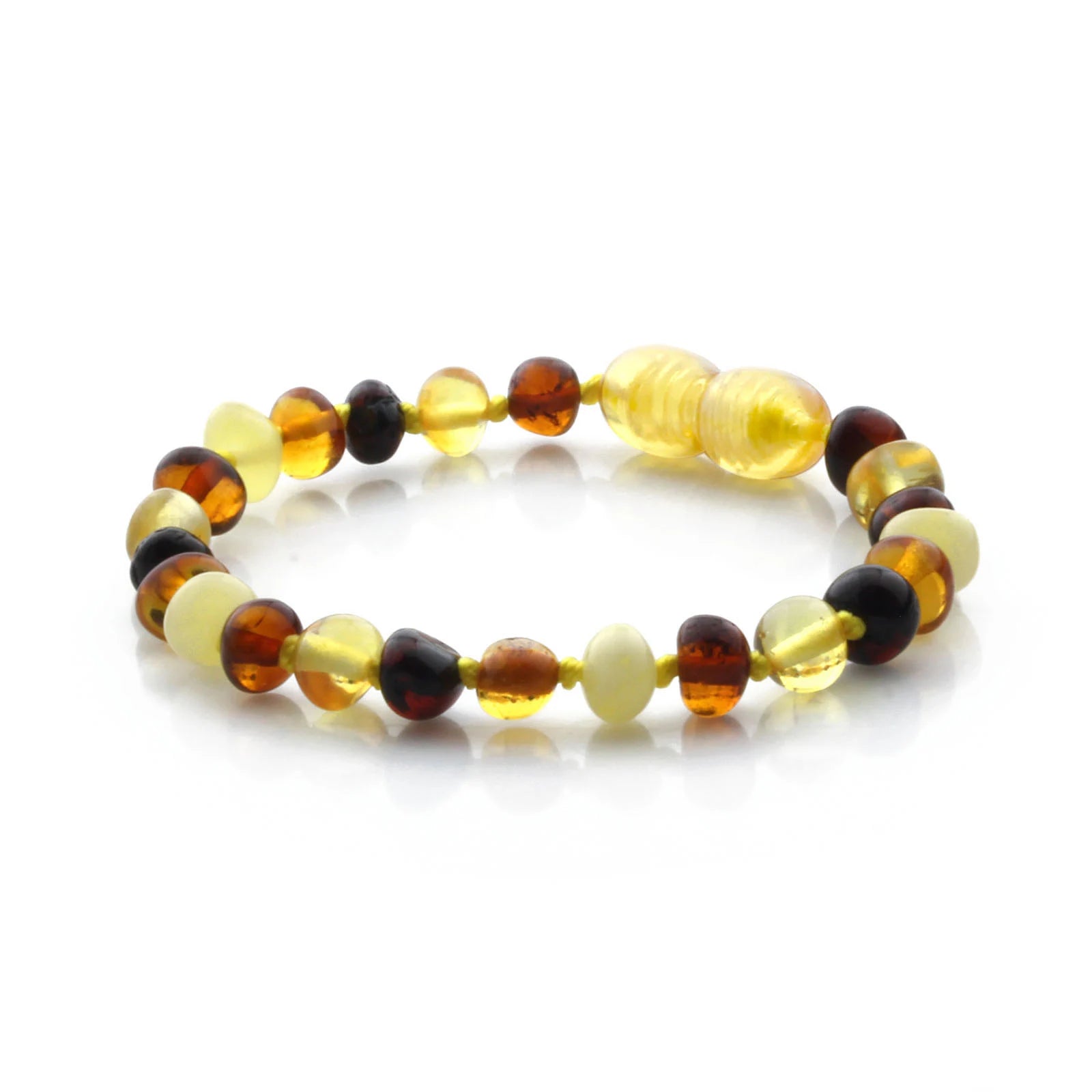 Baltic Amber Teething Bracelet. Baroque Multicolour 5mm - BA68