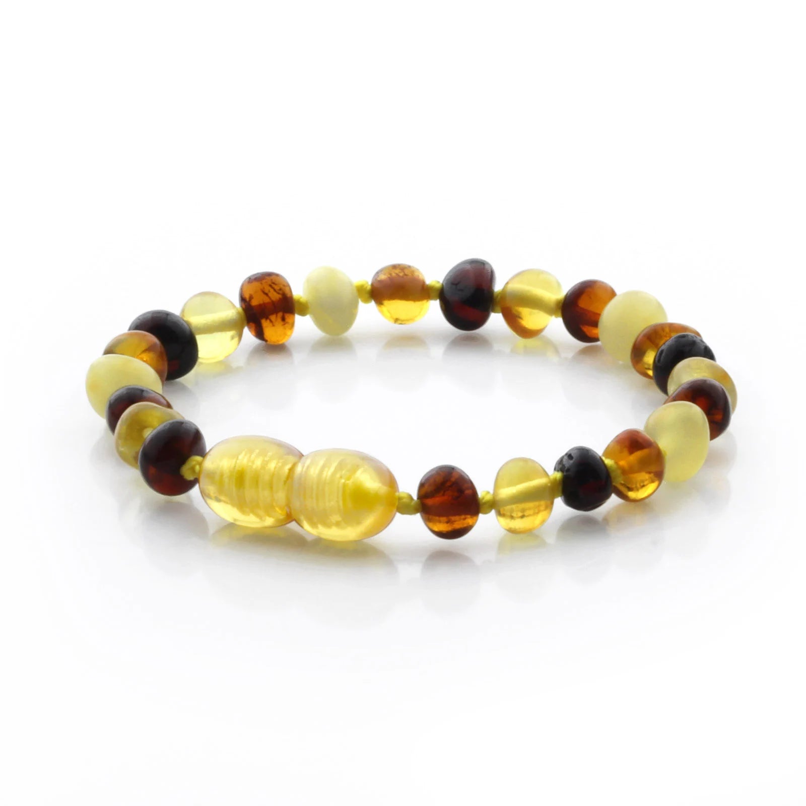 Baltic Amber Teething Bracelet. Baroque Multicolour 5mm - BA68