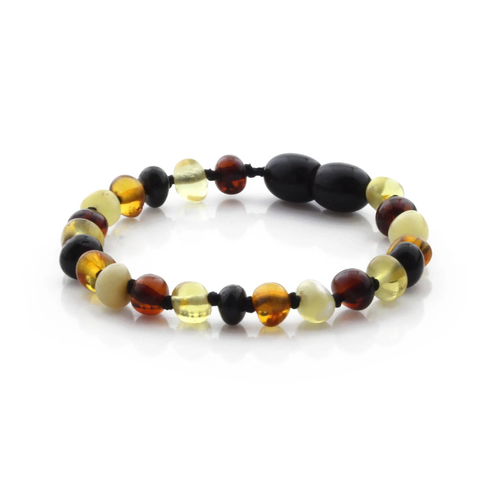 Baltic Amber Teething Bracelet. Baroque Multicolour 5mm - BA69