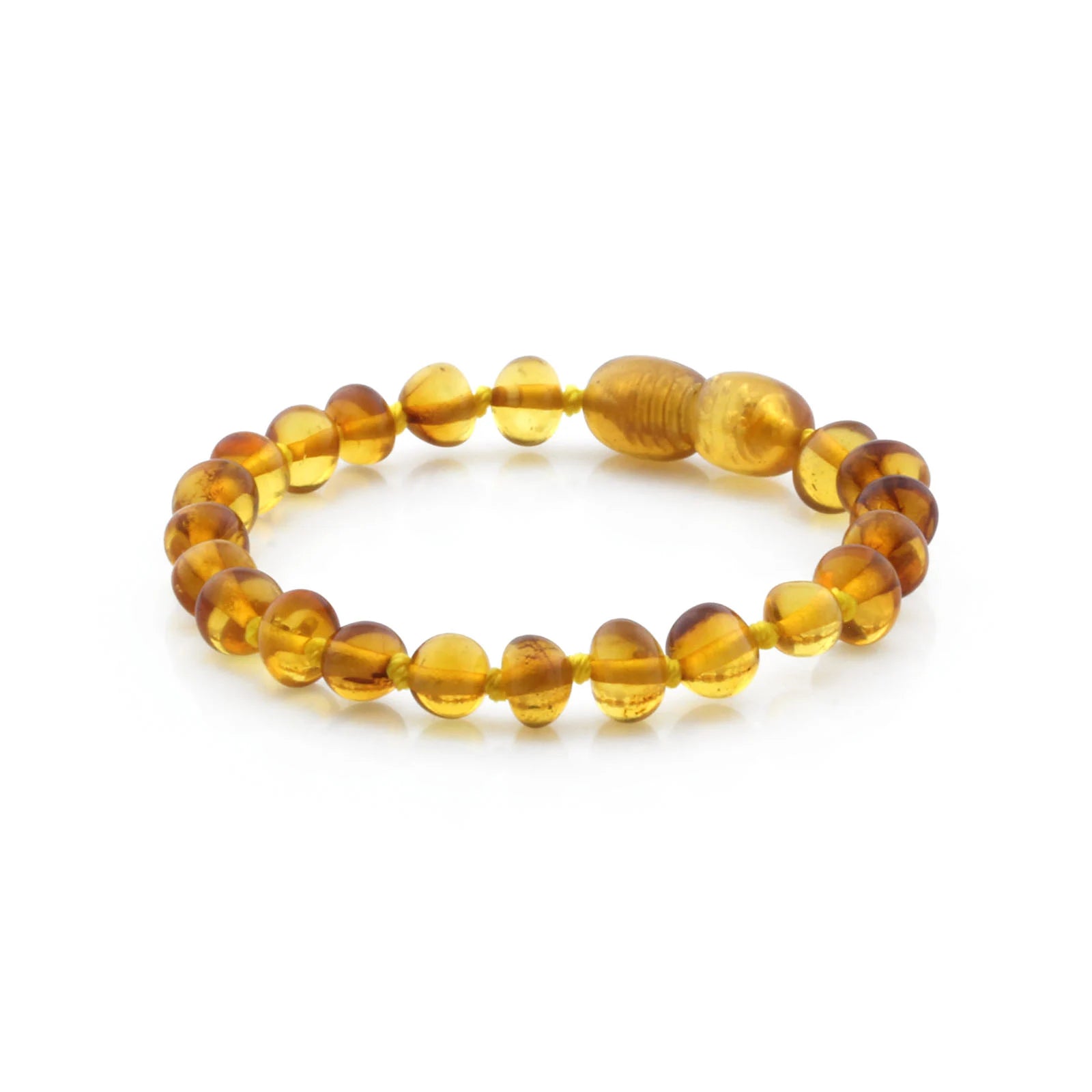 Baltic Amber Teething Bracelet. Baroque Light Cognac 5mm - BA70
