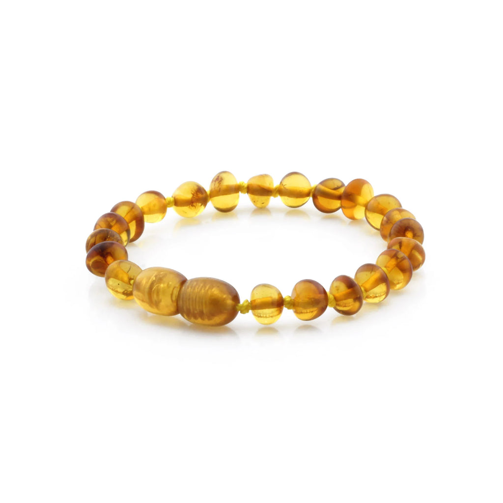 Baltic Amber Teething Bracelet. Baroque Light Cognac 5mm - BA70