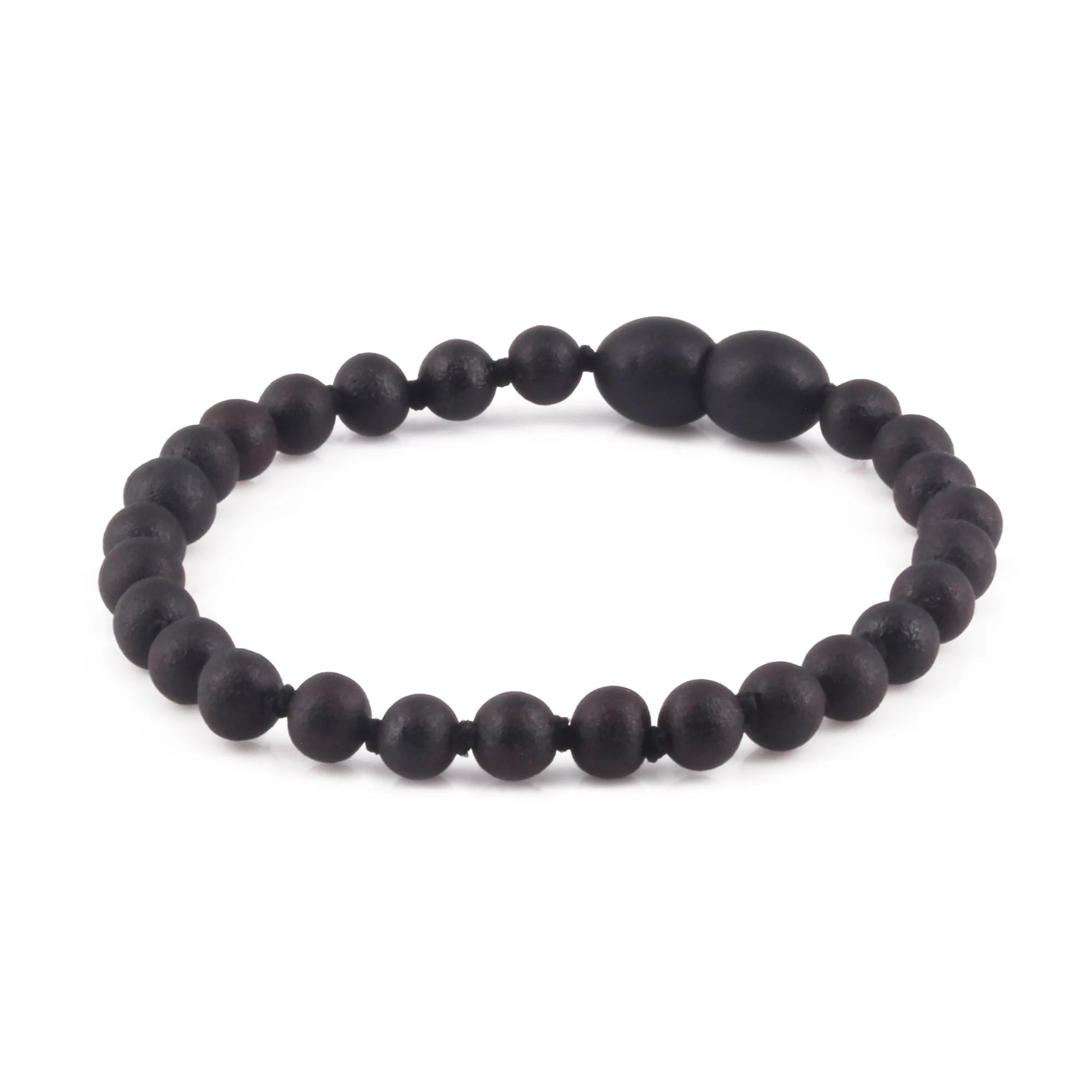 Natural Baltic Amber Junior Bracelet. Baroque Black 5mm - XB54BM