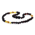 Yellow and black Baltic amber baby necklace, 32cm
