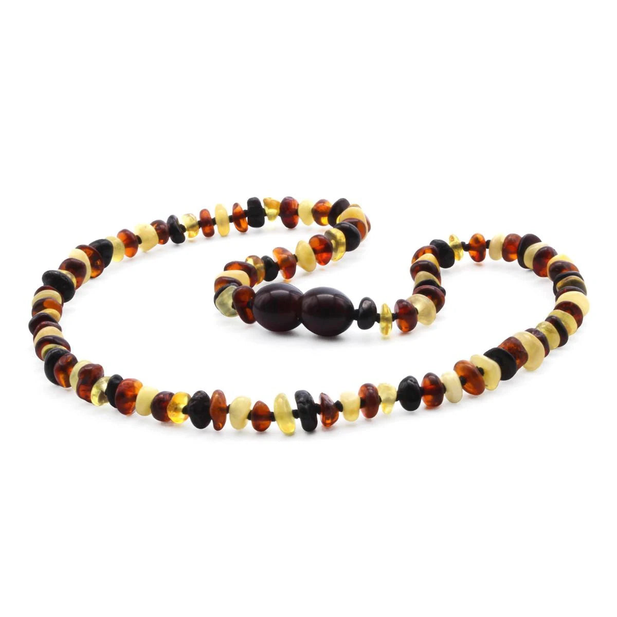 Baltic Amber Teething Necklace. Roundel Multicolour 4mm - RO33