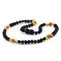 Black Baltic amber baroque baby necklace, 32cm