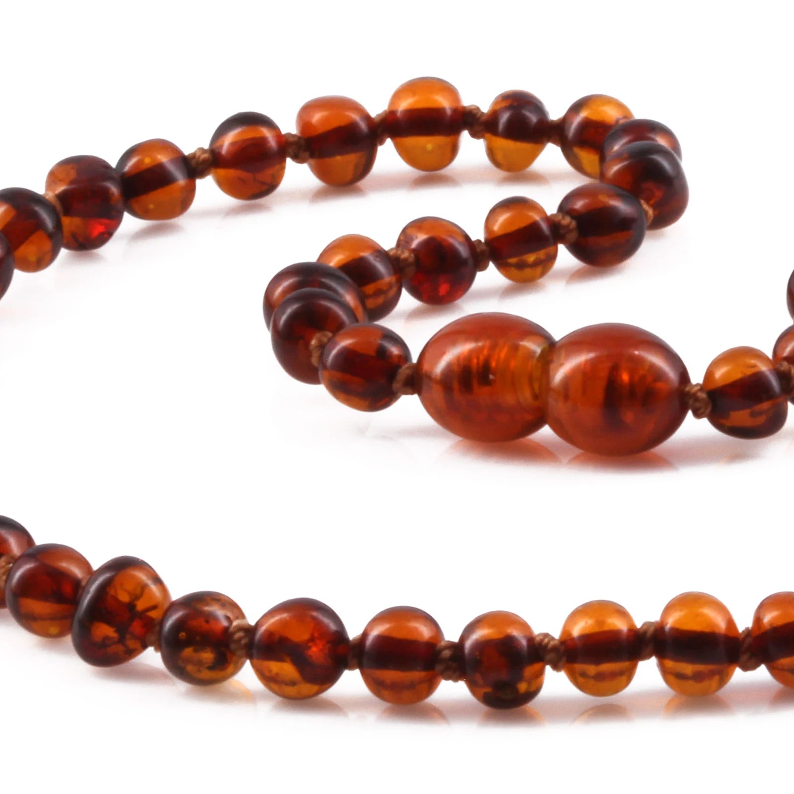 Baltic Amber Teething Necklace. Baroque Cognac 5mm - XB54C