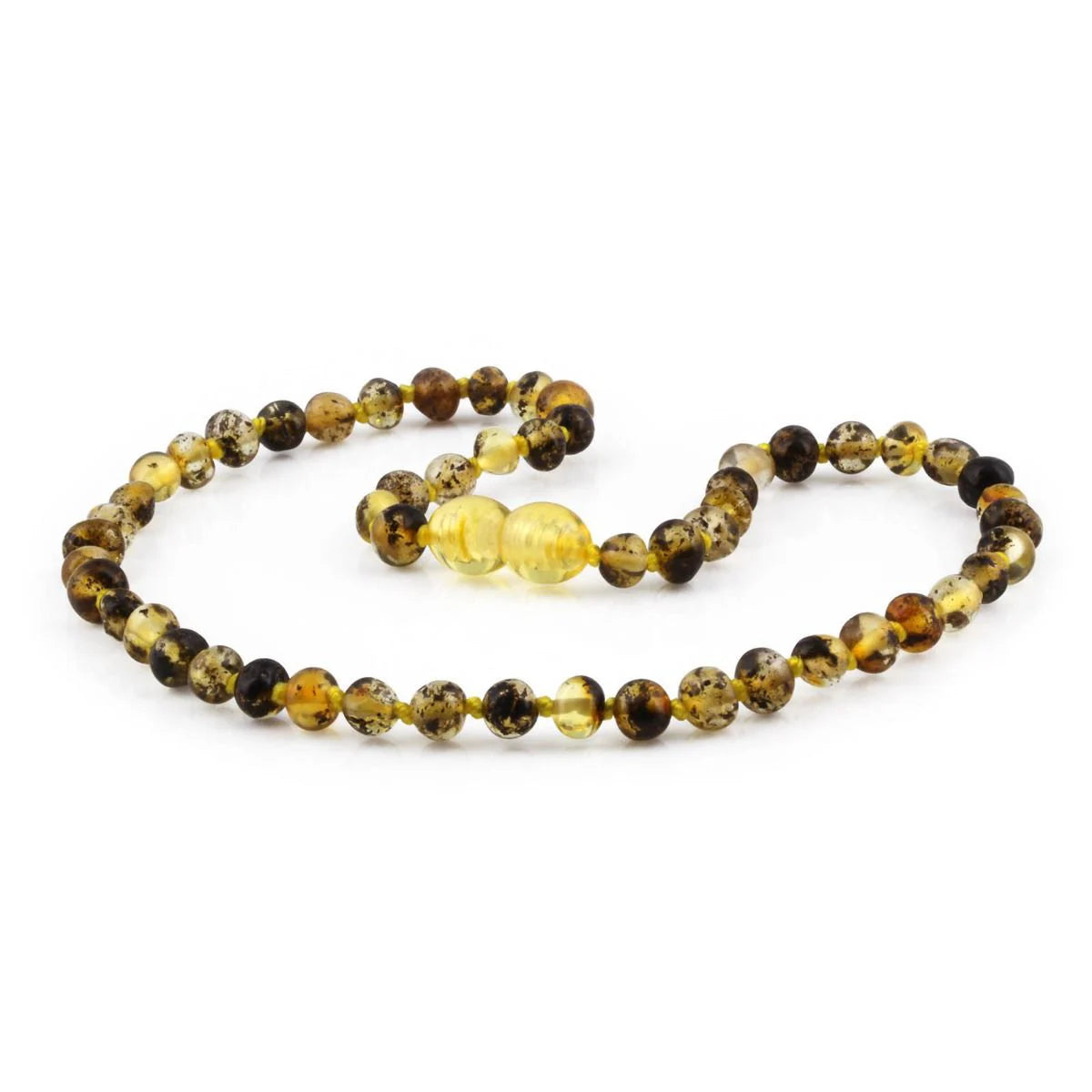 Baltic Amber Teething Necklace. Baroque Green 5mm - BA83
