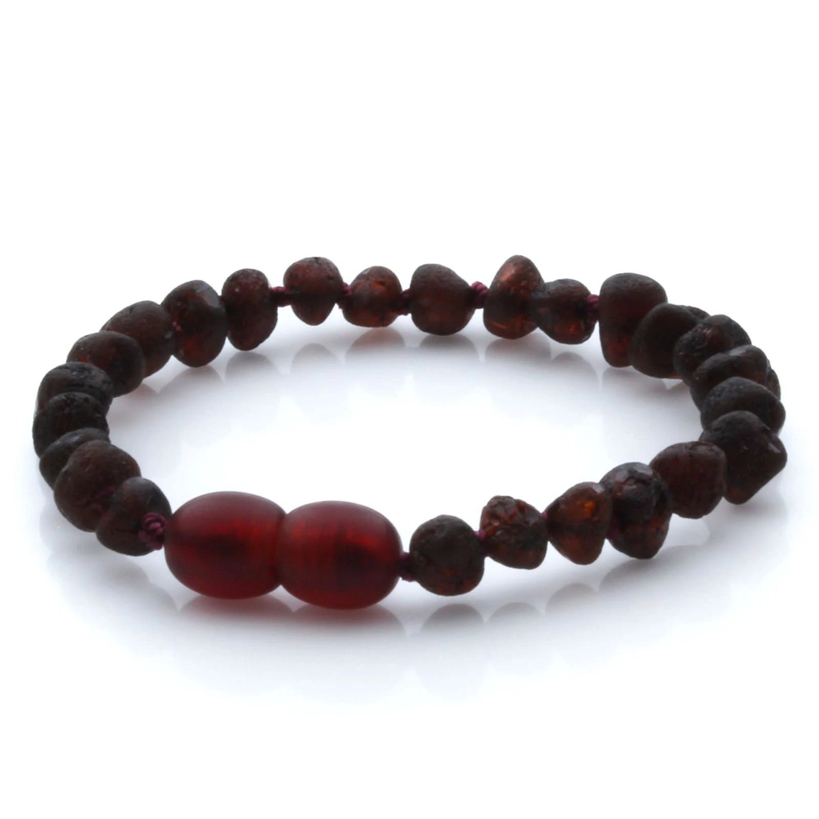 Baltic Amber Teething Bracelet. Baroque Dark Cognac 5mm - BA93