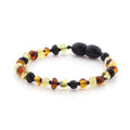 Black and multicolour Baltic amber baroque baby bracelet, 14cm