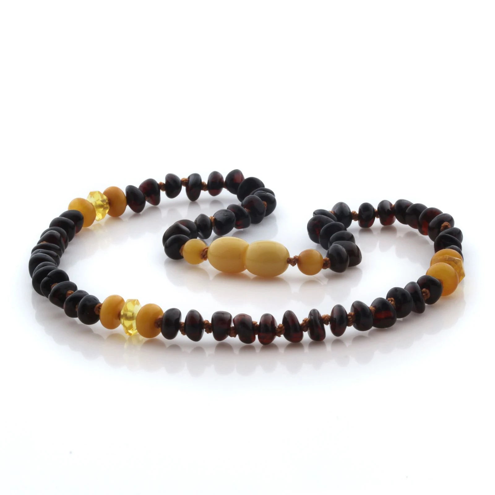 Natural Baltic Amber Teething Necklace. Roud Flat LE105