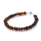Adult Baltic Amber & 925 Sterling Silver Clasp Bracelet 18cm. Ba Dark Cognac Matte A S.
