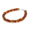 Cognac Baltic amber baroque adult bracelet with sterling silver, 18cm