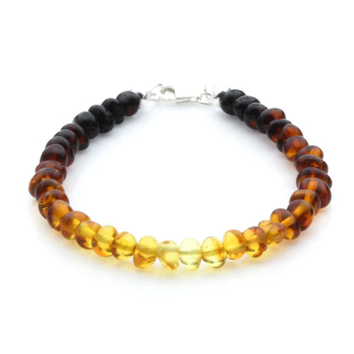 Adult Baltic Amber & 925 Sterling Silver Clasp Bracelet 18cm. Ba Rainbow II S.