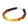 Yellow and multicolour Baltic amber baroque adult bracelet with sterling silver, 18cm