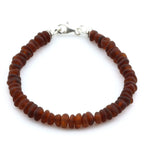 Adult Baltic Amber & 925 Sterling Silver Clasp Bracelet 18cm. Ro Cognac Matte ss.