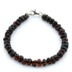 Adult Baltic Amber & 925 Sterling Silver Clasp Bracelet 18cm. Ba Dark Cognac s.