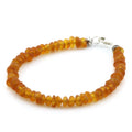 Honey Baltic amber round flat adult bracelet with sterling silver, 18cm