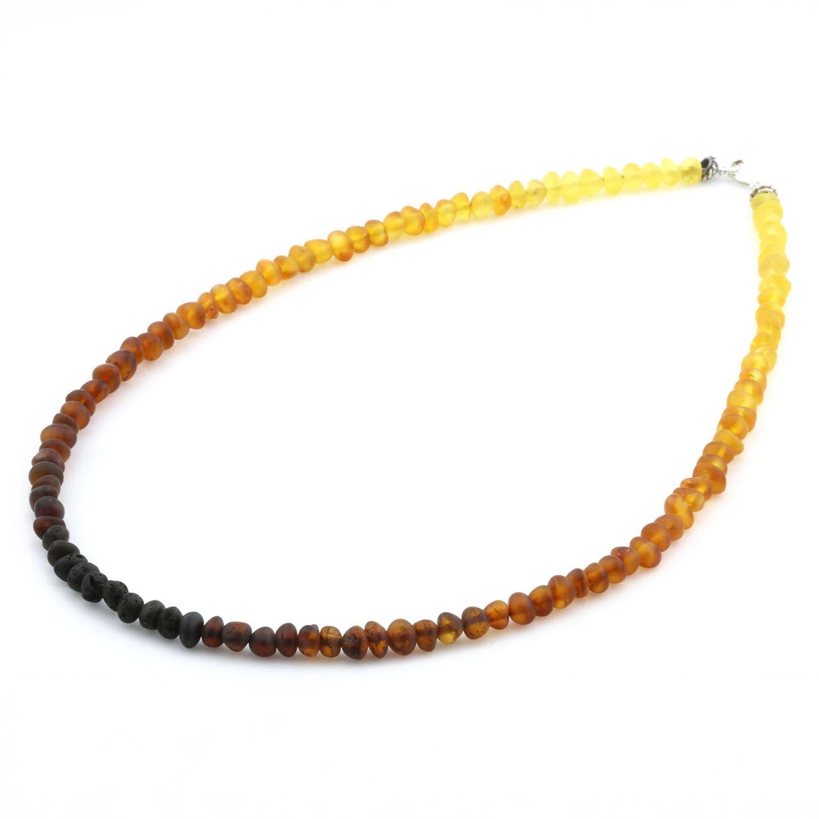 ADULT BALTIC AMBER & 925 STERLING SILVER CLASP NECKLACE 45CM. BA RAINBOW I MATTE S.