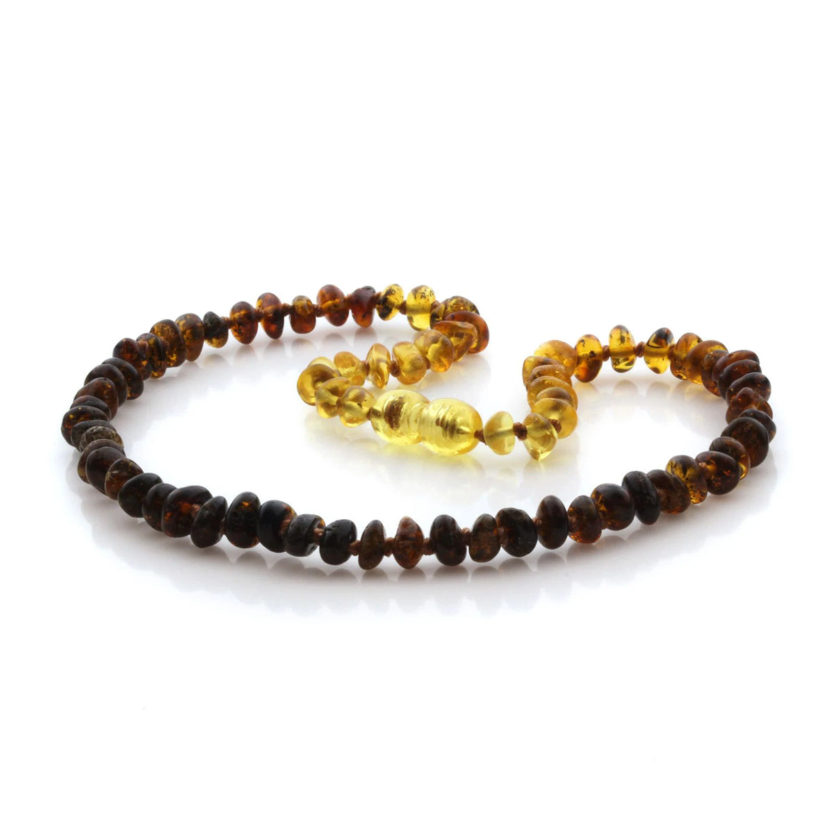 Rainbow Baltic amber round flat baby necklace, 33cm