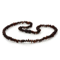 Adult Semi Polished Baltic Amber Necklace. Round Flat Dark Cognac Matte 5x2 mm