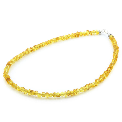 Yellow Baltic amber baroque adult necklace with sterling silver, 45cm
