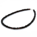 Black Baltic amber roundel adult necklace with sterling silver, 45cm