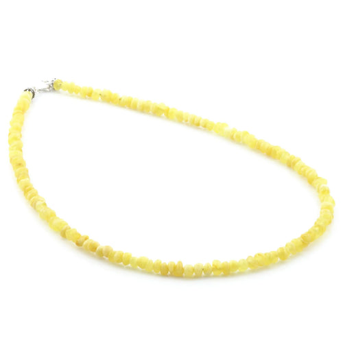 Adult Baltic Amber & 925 Sterling Silver Clasp Necklace 45cm. Ba Milky Yellow 4mm