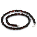 Adult Baltic Amber & 925 Sterling Silver Clasp Necklace 45cm. Ba Dark Cognac s.