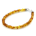 Honey Baltic amber baroque adult bracelet with sterling silver, 18cm
