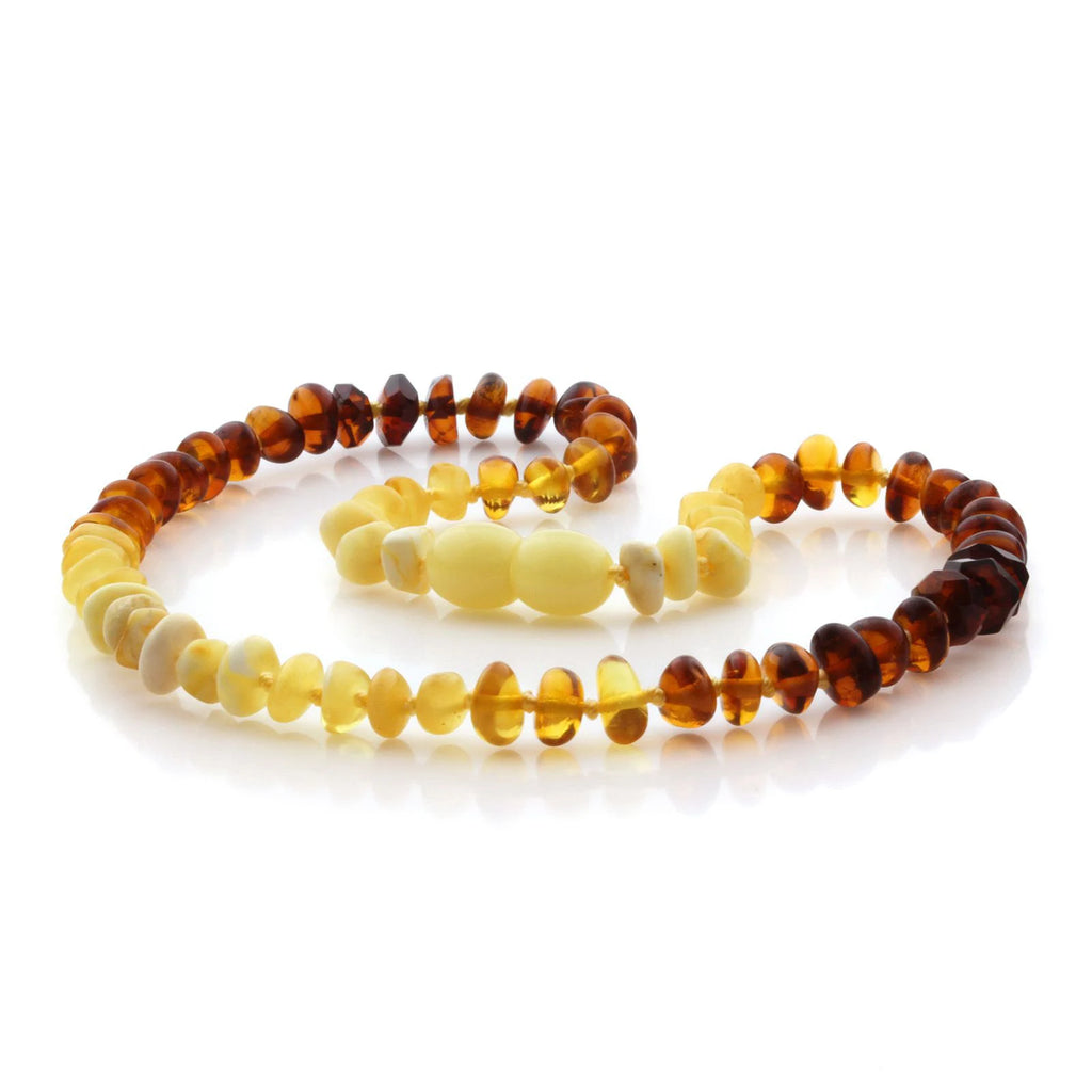 Natural Baltic Amber Teething Necklace. Round Flat LE80