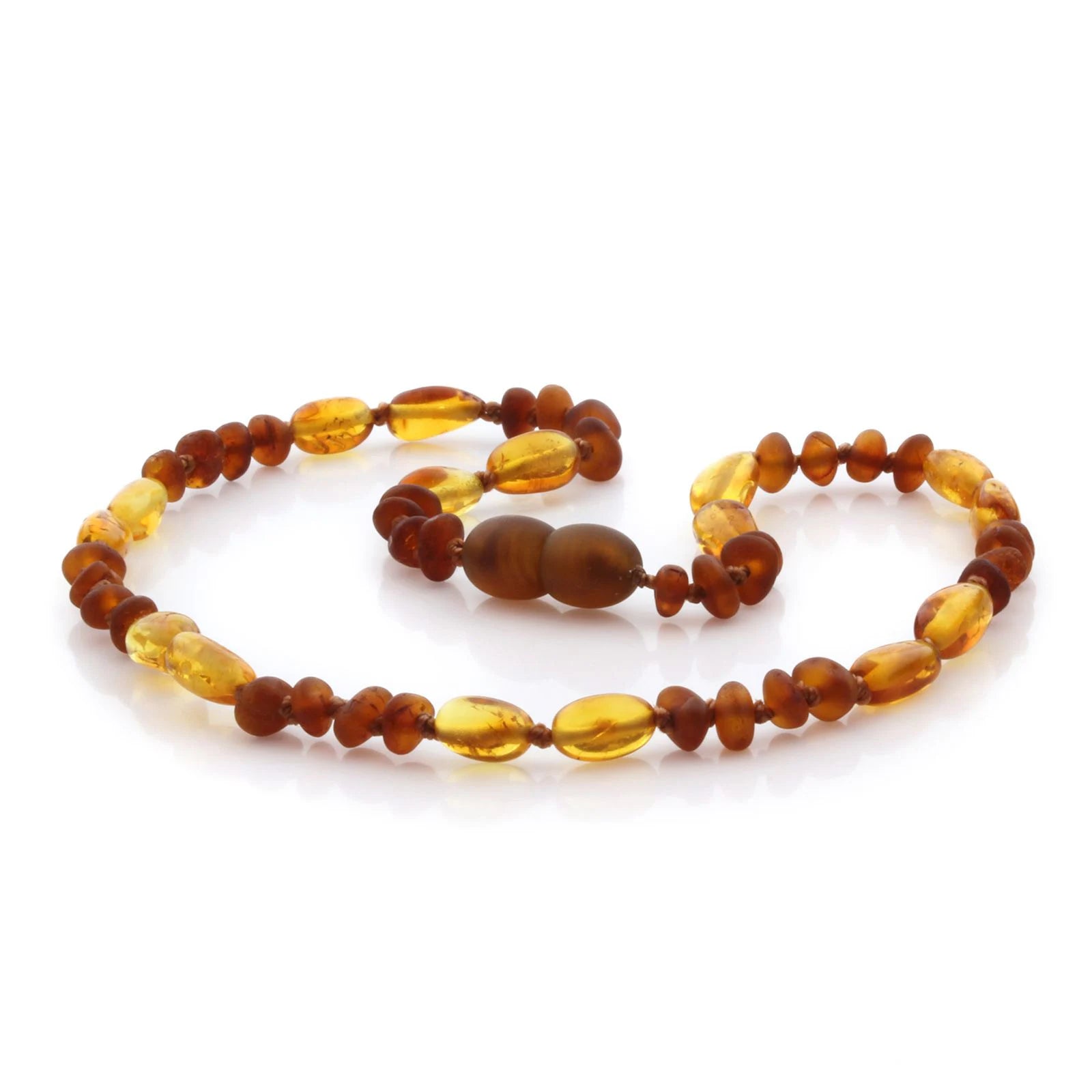 Natural Baltic Amber Teething Necklace. Round Flat LE83
