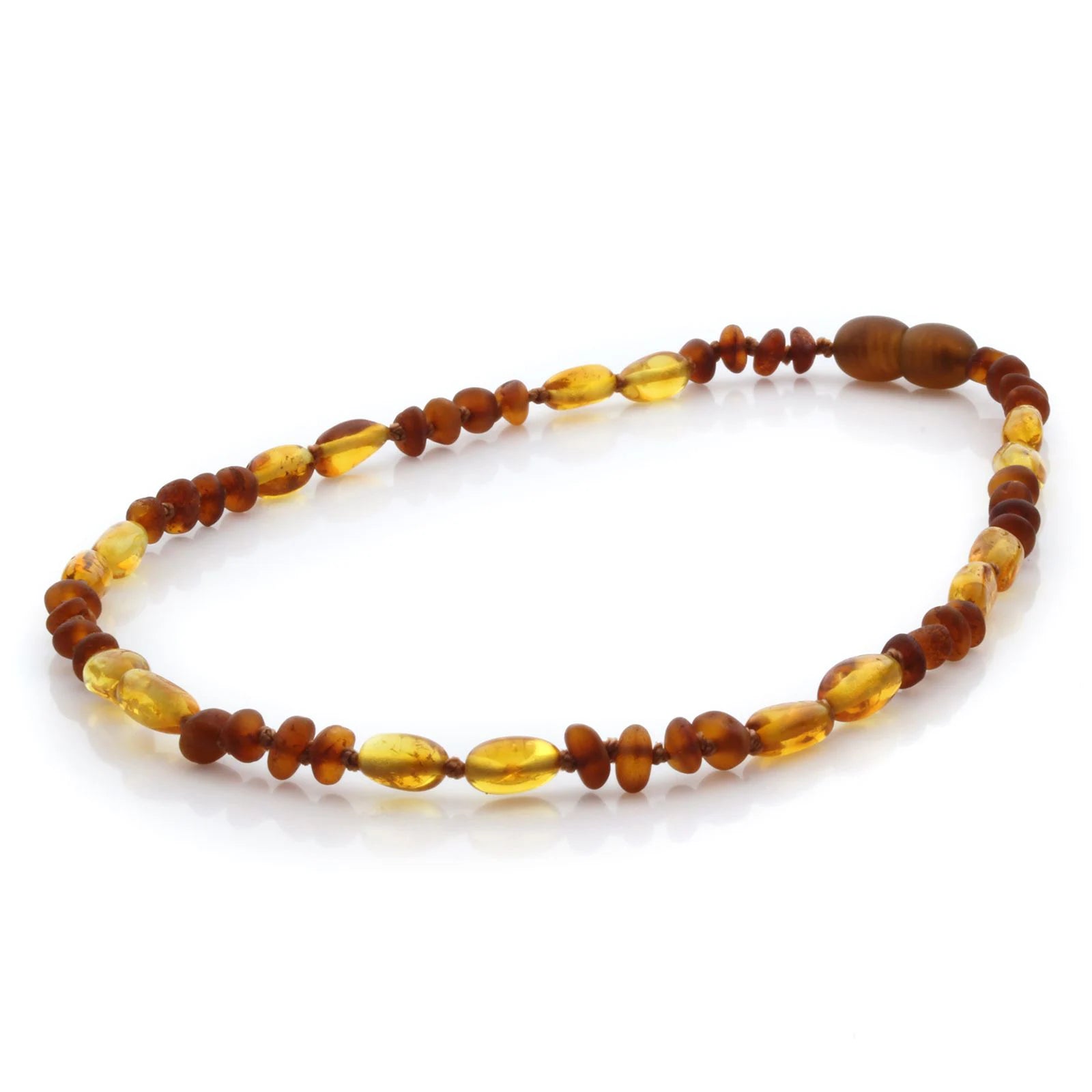 Natural Baltic Amber Teething Necklace. Round Flat LE83