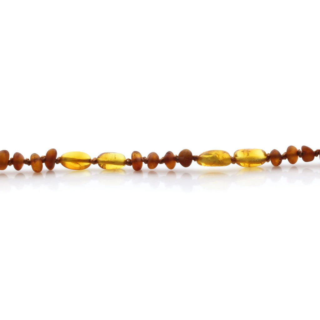 Natural Baltic Amber Teething Necklace. Round Flat LE83