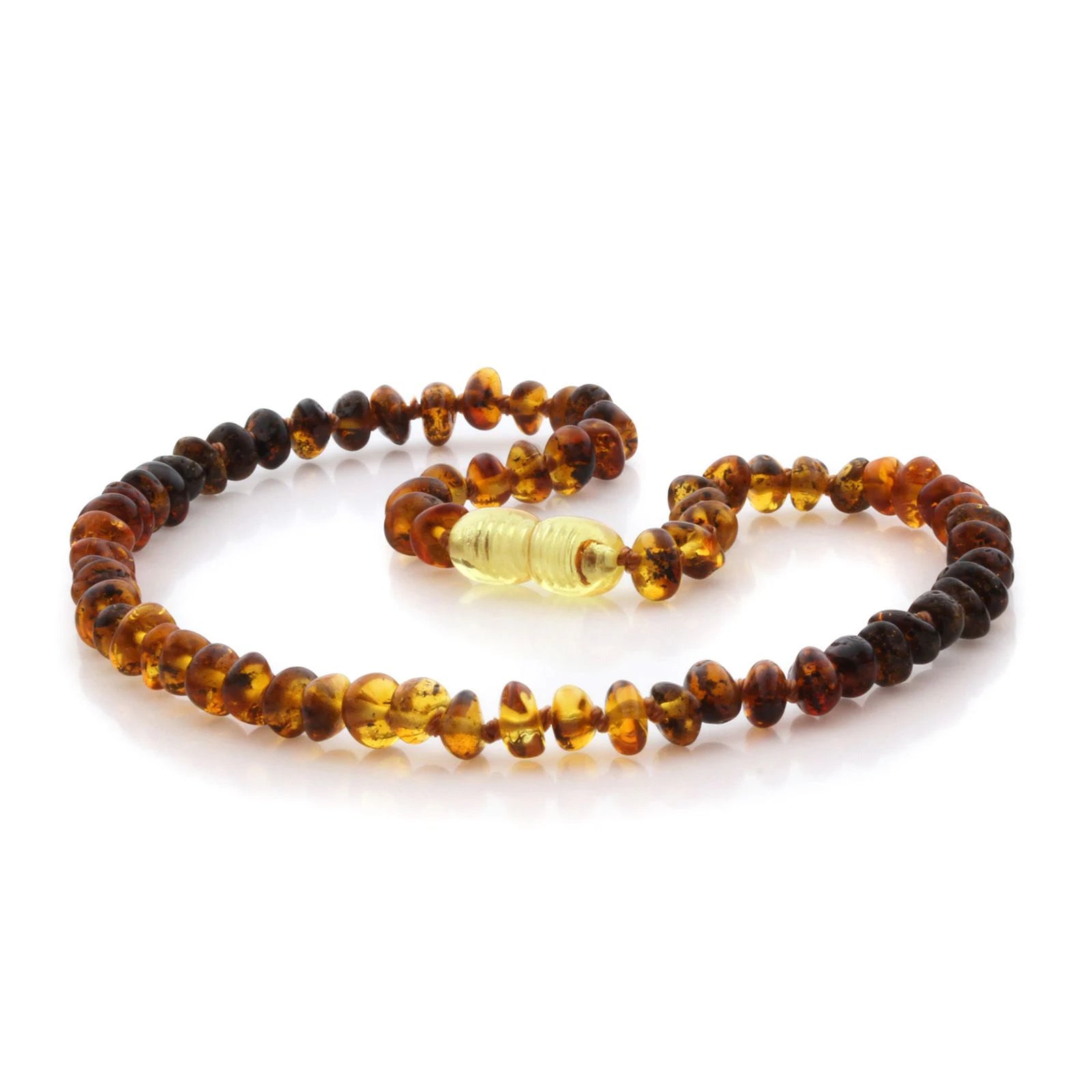 Natural Baltic Amber Teething Necklace. Round Flat LE87