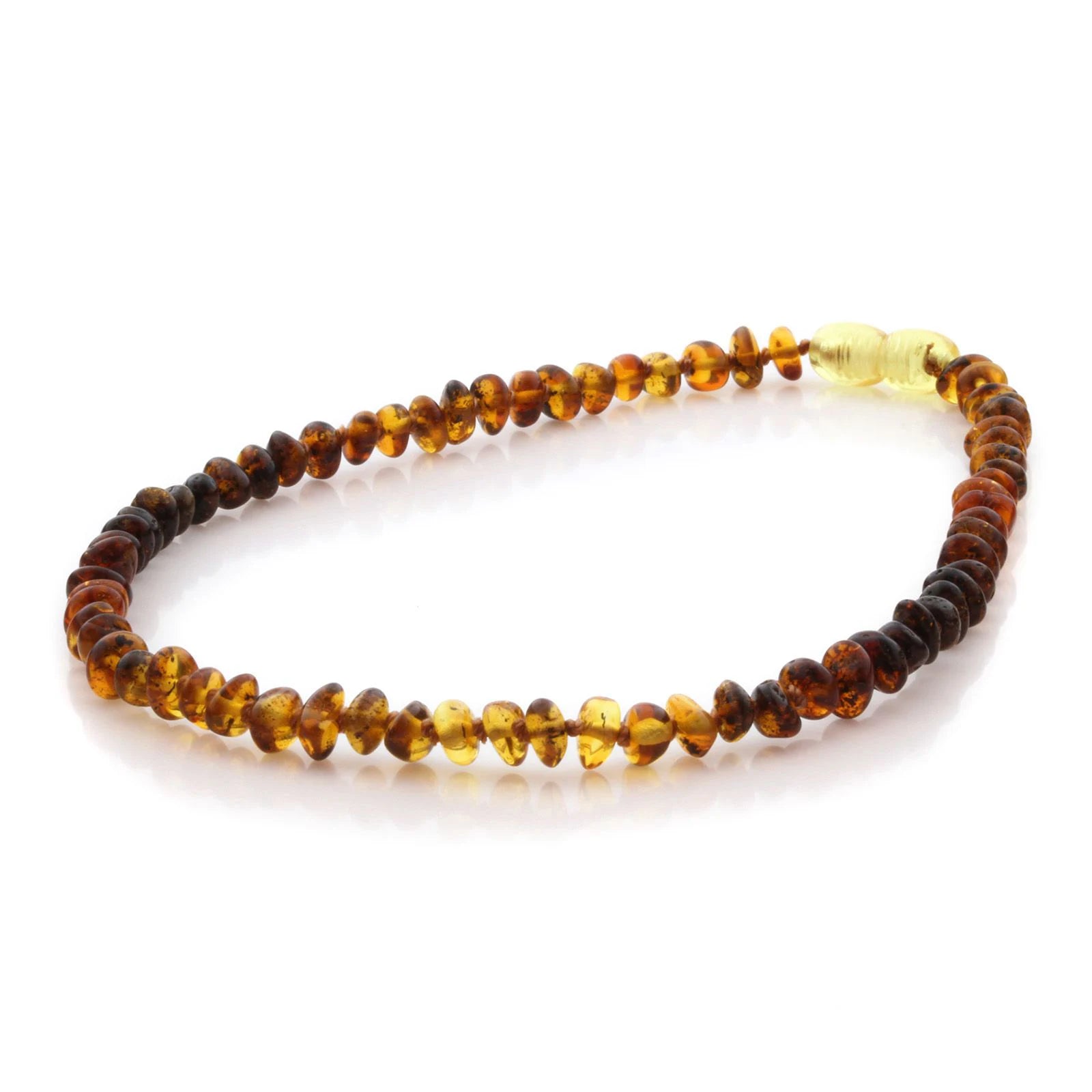 Natural Baltic Amber Teething Necklace. Round Flat LE87