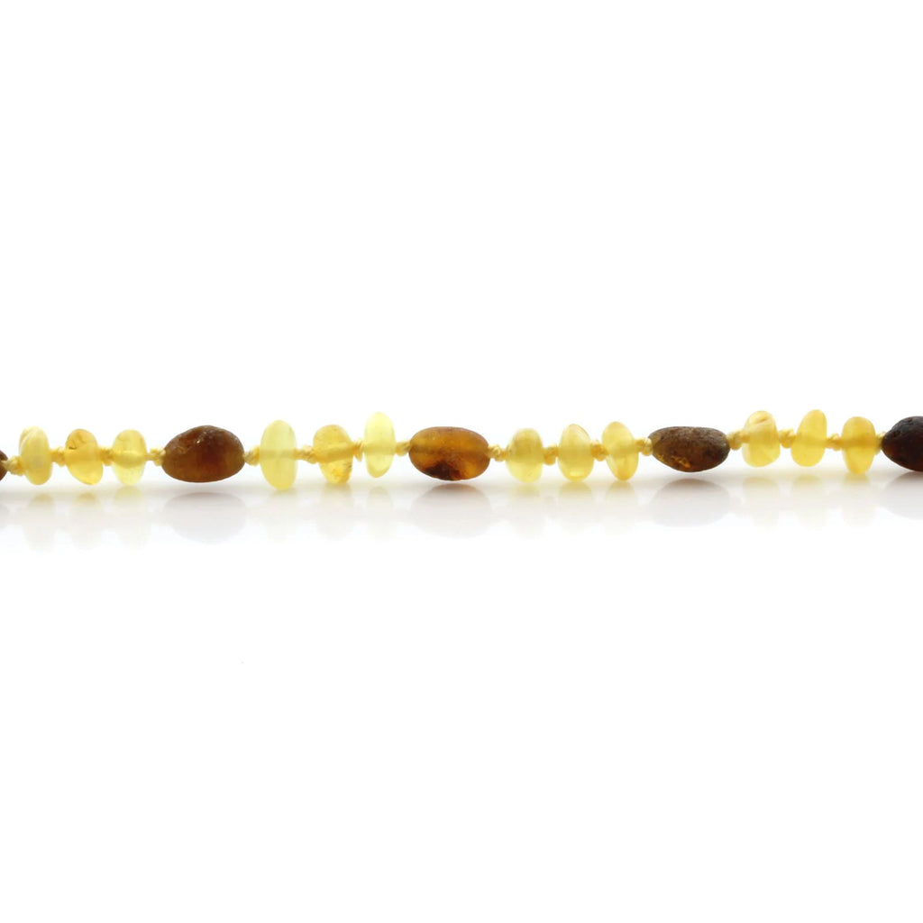 Natural Baltic Amber Teething Necklace. Round Flat LE89