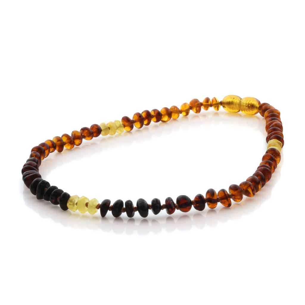Natural Baltic Amber Teething Necklace. Round Flat LE90