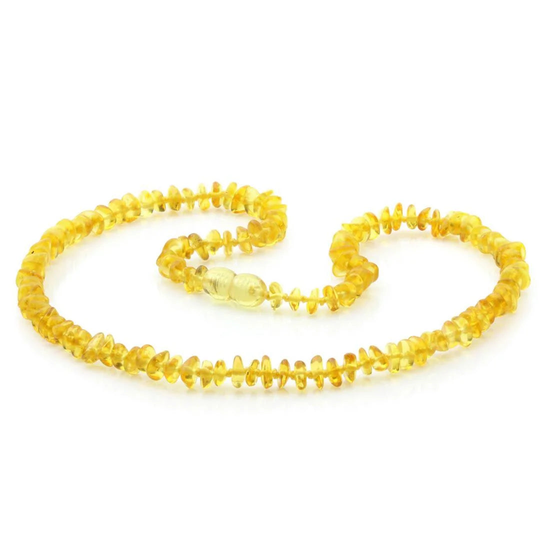 Adult Baltic Amber Necklace. Round Flat Yellow 5x2 mm